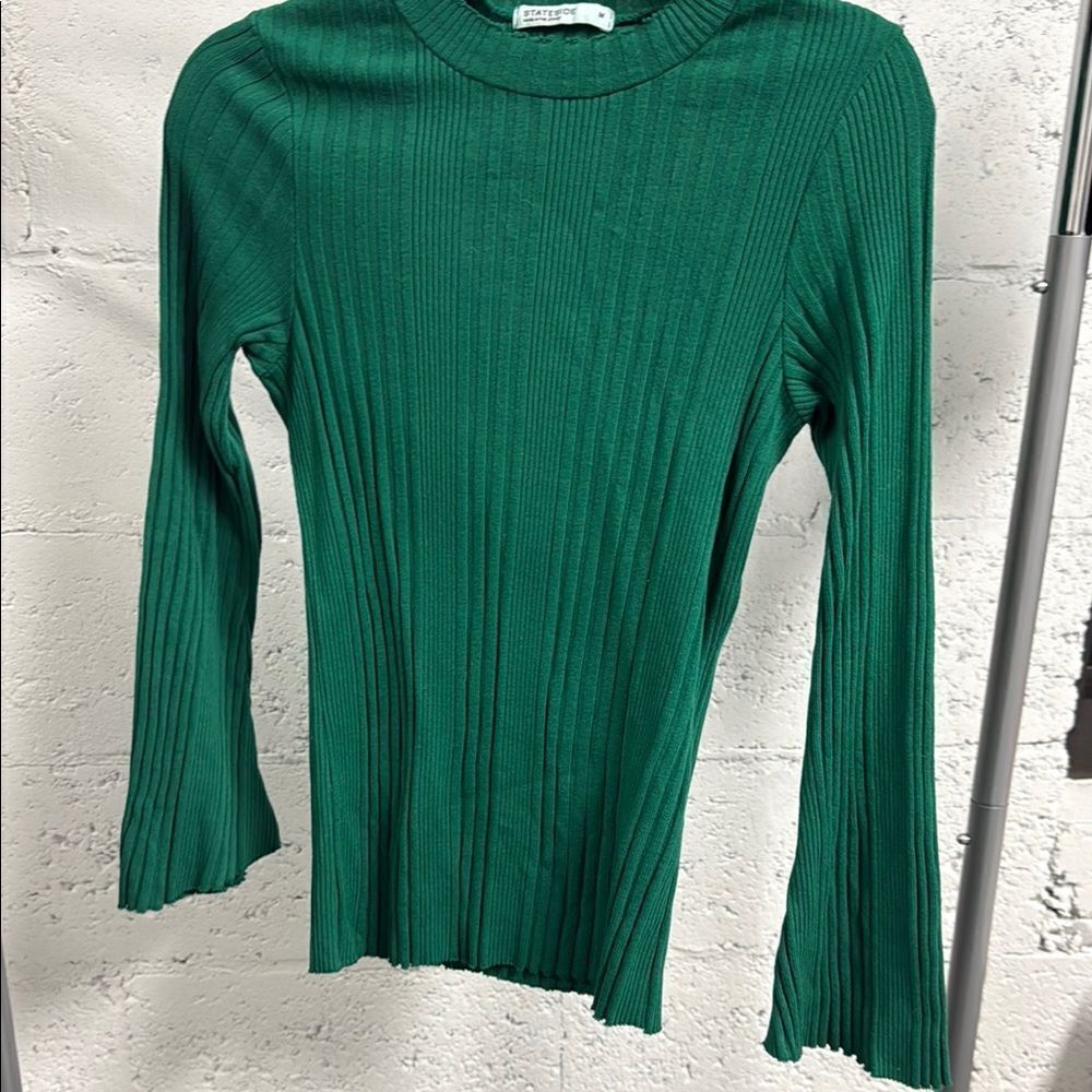 Green Ribbed Knit Top STATESIDE - Medium Long Sleeve Top